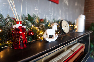 Christmas decor with an old piano