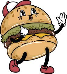 a vector of a cute cartoon burger