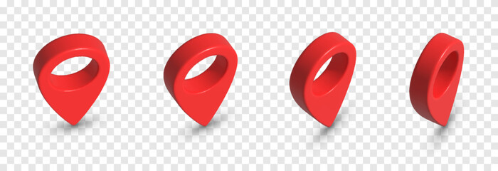 Vector set of navigation markers on a transparent background. PNG location point, red navigation marker png. Navigation application.