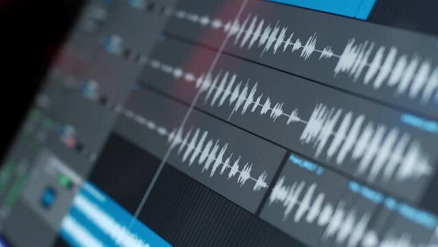 Sound recording scale on screen in studio