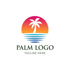 Beach logo design Vector. summer beach logo vector illustration