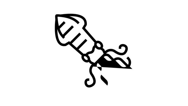 squid seafood line icon animation