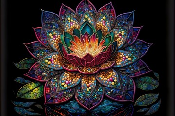 Lotus, fusion of stained glass.