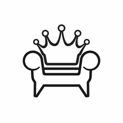 minimalist furniture logo design style template with chair sofa monogram line art vector illustration