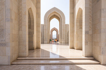 Fototapeta na wymiar Entrance of the Sultan Qaboos Mosque