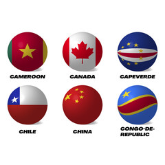 sets of different country flag in ball shape design