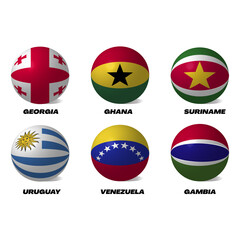 sets of different country flag in ball shape design