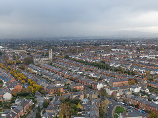 Fototapeta premium Street and house in the suburbs of Dublin, Ireland, Aerial view