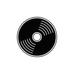 vinyl icon in black flat glyph, filled style isolated on white background