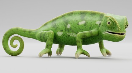 Realistic 3D Render of Flap Necked Chameleon