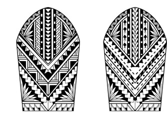 Wrap around arm polynesian tattoo set design. Pattern aboriginal samoan. illustration EPS10
