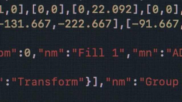 Coding UX UI script text on screen, HTML5 in editor for website development, Close up Macro of Programming code software developer. 