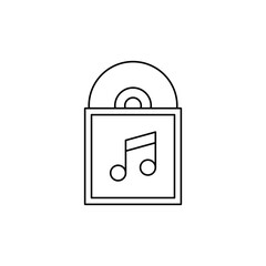 Music disc with cover icon in line style icon, isolated on white background