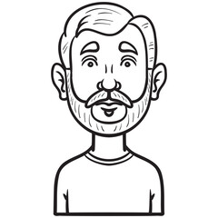 man with beard. Monochrome illustration vector avatar character
