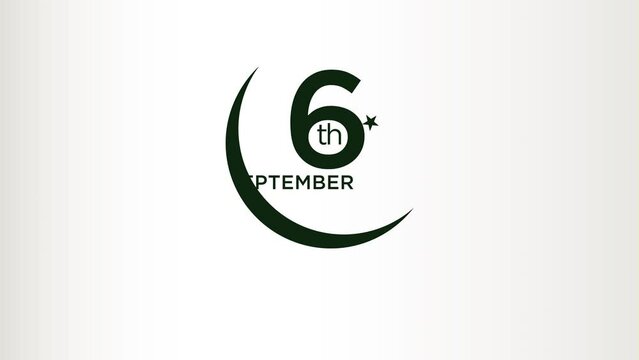 Illustrative motion of the 6th September date for Defence Day of Pakistan on a white background