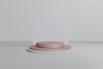 White and Pink podium minimal design product scene.Product presentation, mock-up, showing the cosmetic product, 3d render.