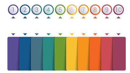 Template for infographics. Vertical color columns for text 10 positions