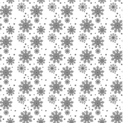 Christmas, new year seamless pattern, snowflakes line illustration. Vector icons of winter holidays, cold season snowfall. Celebration party black white repeated background.