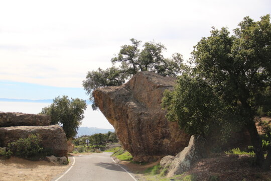 Rocks on roadside, Chumash Painted Cave State Historic Park, Santa Barbara, California