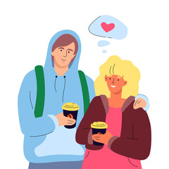 Couple on a date - modern colorful flat design style illustration