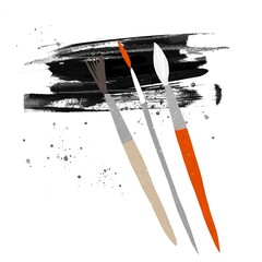 Drawing instrument. Artist's paintool, pencil, brush. Simple flat illustration 