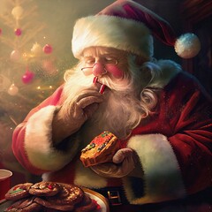 Santa Claus eating cookies - 550322381