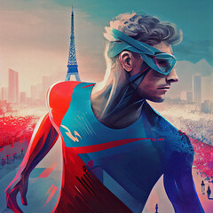 Man at Olympic Games in Paris - 550322388