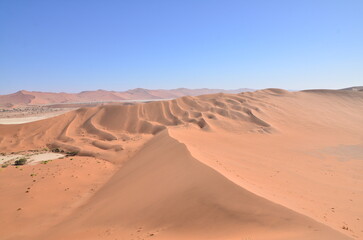 Fototapeta na wymiar Top of Dune 45 Big Daddy Sand Dune namibia Afrika Blue Sky 