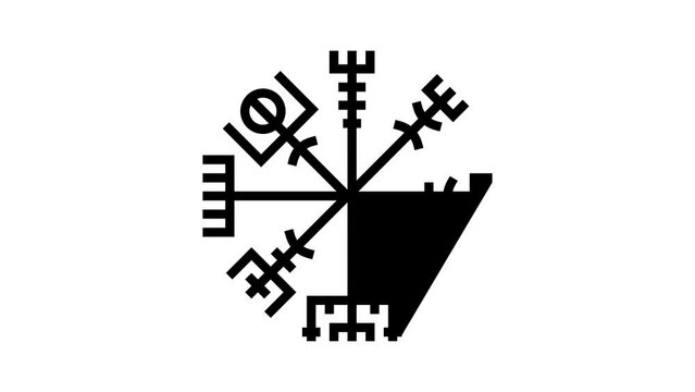 emblem viking line icon animation