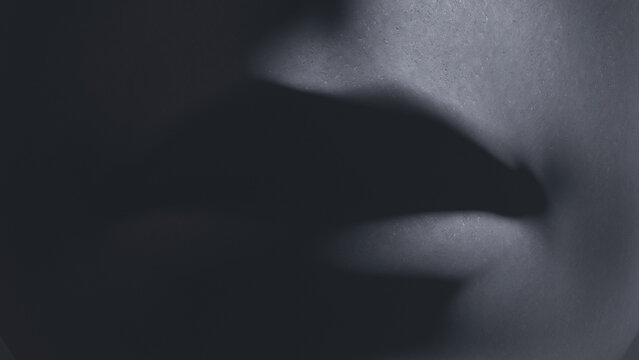 Human mouth close-up. Dramatic lighting. 3d illustration