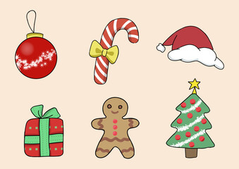 cute christmas organic elements and cute Christmas icons