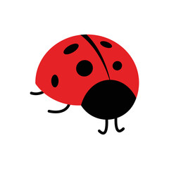 Cute ladybug simple flat design red and black Vector illustration template design