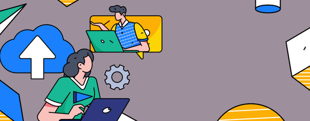 Flat vector concept operation illustration of people working in business
