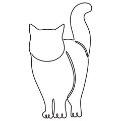 One Line Art of Cat Illustration Minimalist
