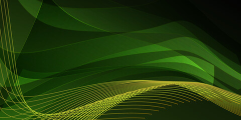 Background black and green dark are light with the gradient. green abstract background decorated with luxury golden lines vector illustration