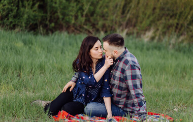 young couple in love having fun and enjoying the beautiful nature