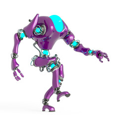 cool robot is walking slowly