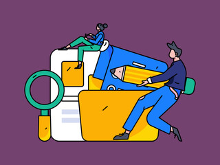 Flat vector concept operation illustration of people working in business
