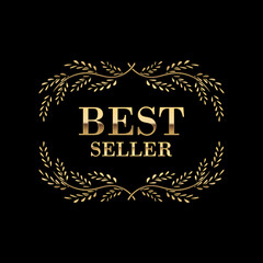 Elegant, golden Best Seller vector sign