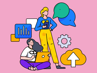 Flat vector concept operation illustration of people working in business
