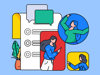 Flat vector concept operation illustration of people working in business
