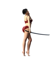 warrior woman, isolate on a transparent background, 3d illustration, cg render