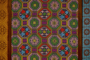 Cloth with Chinese ethnic patterns sold in a cloth shop