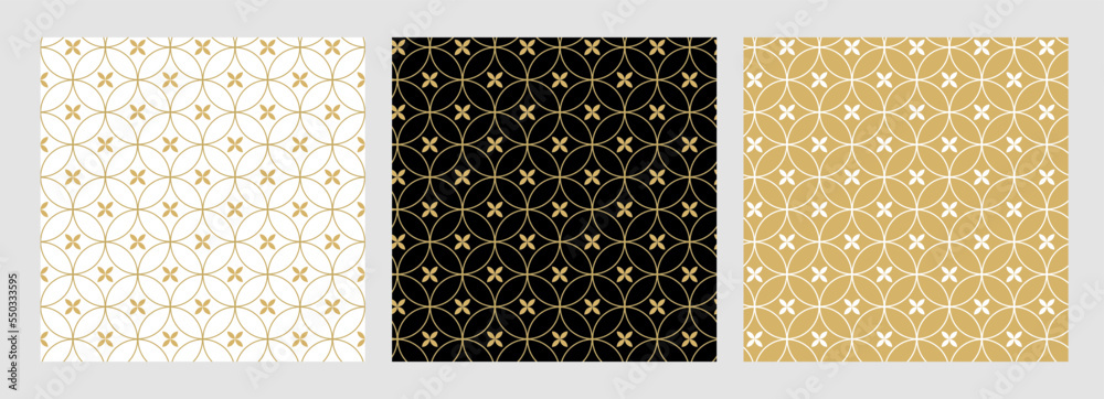 Aufkleber background pattern seamless geometric circles line floral design abstract gold luxury color vector. 