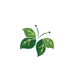 leaf butterfly logo illustration design vector