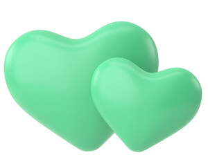 Couple heart. 3D heart. Valentine card decoration.