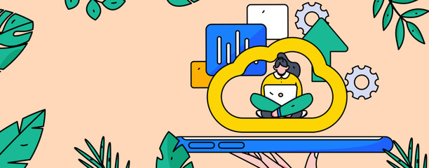 Flat vector concept operation illustration of people working in business
