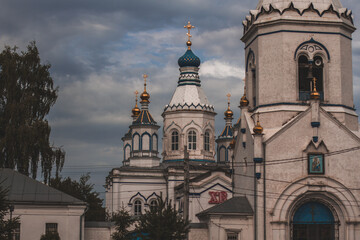A monastery in Tula, Russia. The church is made of white stone. A religious building. Religion. Tourism. Sights of the city of Tula. Shcheglovsky Monastery