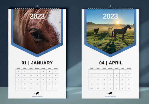 Horses Wall Calendar 2023 Layout