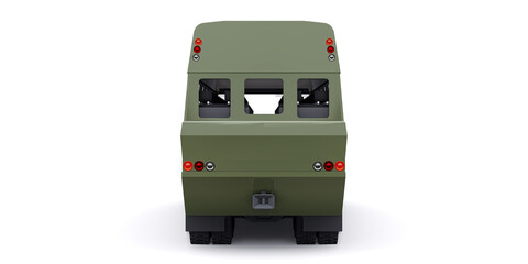 Military army bus for transporting infantry. 3D illustration
